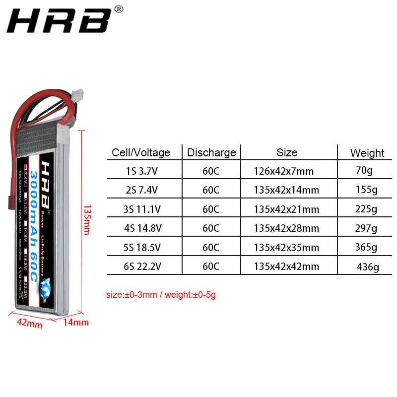 HRB lipo Battery 2S 3S 4S 6S 5 - đánh giá và giá 4S Lipo Battery 14.8V 6000Mah